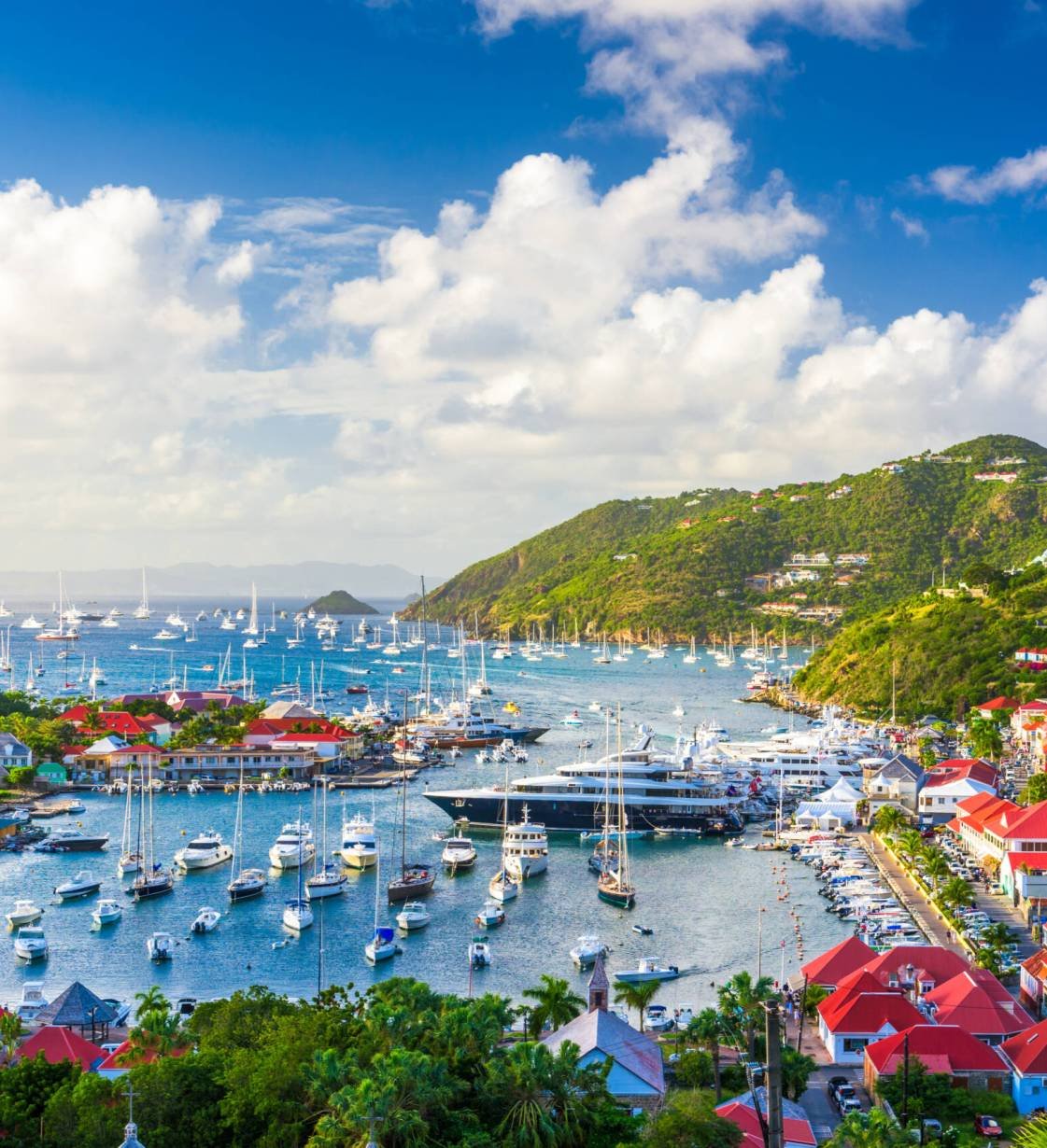 Gustavia, St. Barths town skyline at the harbor.